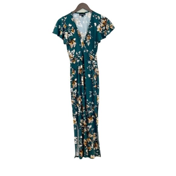 Fortune & Ivy Women's Floral Wrap Dress Size Green Black Size M NWOT - Picture 3 of 9